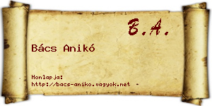 Bács Anikó névjegykártya
