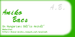 aniko bacs business card